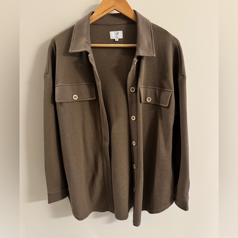 Waffle Knit Shacket - Picture 2 of 3